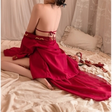 Sexy Cosplay Costumes Chinese Fairy Dress Women Erotic Lingerie set Red Traditional Hanfu Skirt Backless Top Belt Robe Clothing