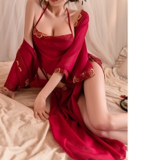 Sexy Cosplay Costumes Chinese Fairy Dress Women Erotic Lingerie set Red Traditional Hanfu Skirt Backless Top Belt Robe Clothing