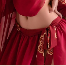 Sexy Cosplay Costumes Chinese Fairy Dress Women Erotic Lingerie set Red Traditional Hanfu Skirt Backless Top Belt Robe Clothing