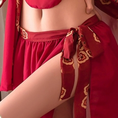 Sexy Cosplay Costumes Chinese Fairy Dress Women Erotic Lingerie set Red Traditional Hanfu Skirt Backless Top Belt Robe Clothing