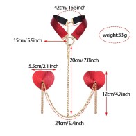 Metal Chain Linked Nipple Cover With Choker Nipple Pasties Reusable Women Bondage Collar Body Sex Games Toys