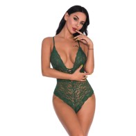 Women Snap Crotch Lingerie Sexy Lace Bodysuit Deep V Teddy One Piece Lace Babydoll