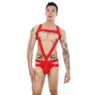 Men Sexy Underwear Bodysuit Strap Thong Elastic Bondage Jockstrap Harness Halter Neck One-Piece Costume