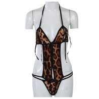 Leopard Bodysuits Sexy Suspender Bodysuits One-piece Lingerie Sex Clothes Women's Exotic Apparel Costumes