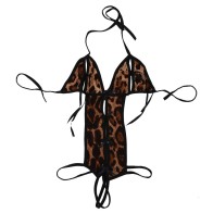 Leopard Bodysuits Sexy Suspender Bodysuits One-piece Lingerie Sex Clothes Women's Exotic Apparel Costumes