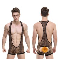 Sexy Mens Leopard Undershirts Jockstrap Bodysuits Camo Jumpsuits Wrestling Singlet One-Piece Leotard Gay Teddies Underwear