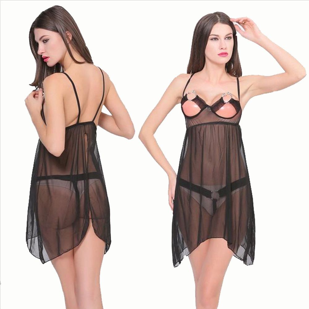 Sex Underwear Erotic Mini Dress Transparent Women Dress Sexy Womens Costumes Catsuit High Dew Breast Cut Open Crotch